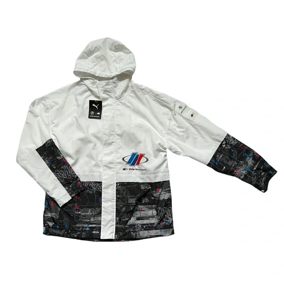 PUMA Men's BMW Motorsport Woven Hooded Jacket White - Picture 4 of 12